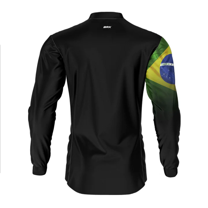 Camisa Térmica Preta Masculina Bandeira do Brasil com Proteção Solar UV50+ - 2